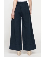 PANTALONE A PALAZZO CON ELASTICO IN LINO COTONE