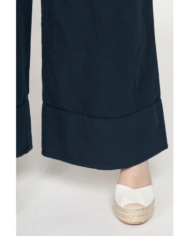 PANTALONE A PALAZZO CON ELASTICO IN LINO COTONE