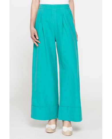 PANTALONE A PALAZZO CON ELASTICO IN LINO COTONE