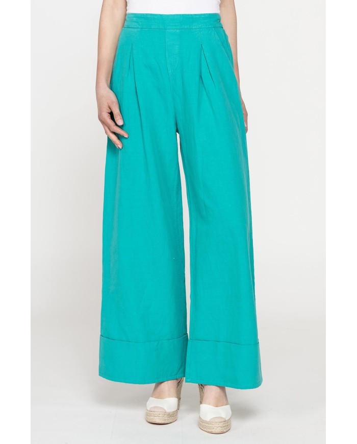 PANTALONE A PALAZZO CON ELASTICO IN LINO COTONE