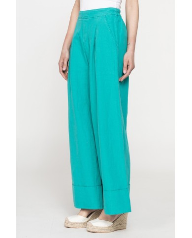 PANTALONE A PALAZZO CON ELASTICO IN LINO COTONE