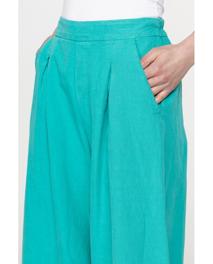 PANTALONE A PALAZZO CON ELASTICO IN LINO COTONE