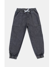 JEANS CON ELASTICO IN VITA E SUL FONDO. Vita e gamba regolare.