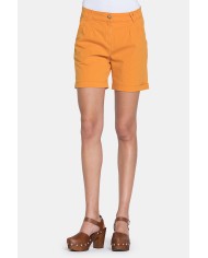 PANTALONE CORTO IN POPELINE STRETCH. Vita regolare