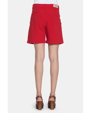 PANTALONE CORTO IN POPELINE STRETCH. Vita regolare