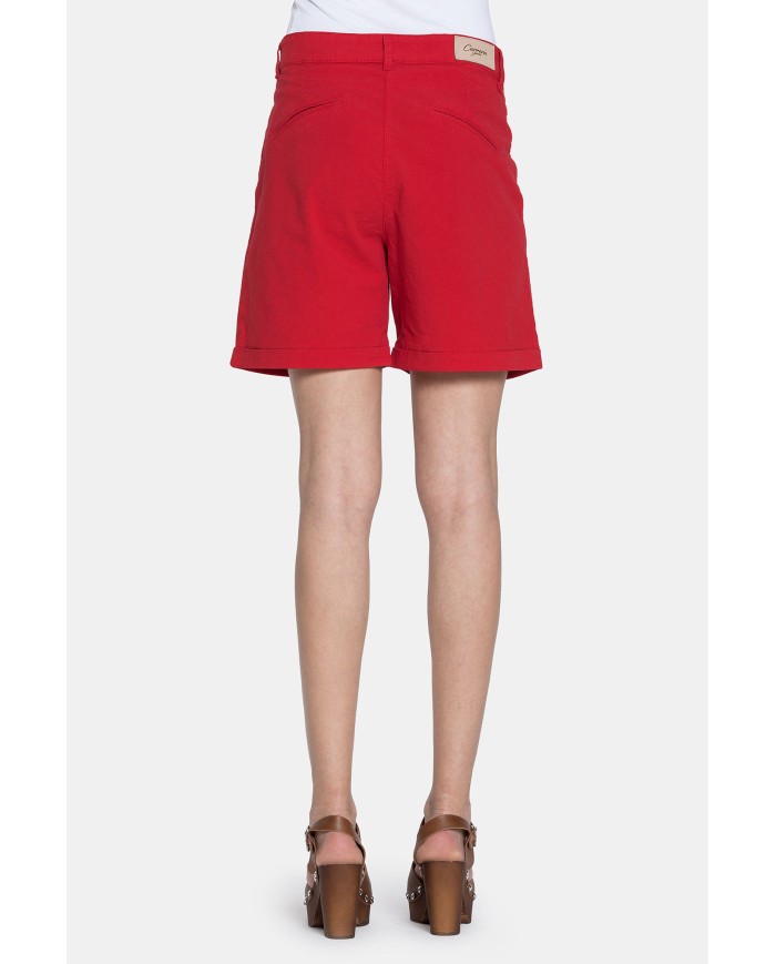 PANTALONE CORTO IN POPELINE STRETCH. Vita regolare