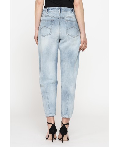 JEANS 5 TASCHE CON ELASTICO IN CINTURA MOD.758A IN DENIM 13,5 oz. Vita alta e gamba morbida