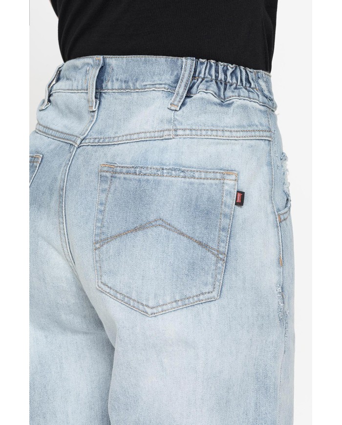 JEANS 5 TASCHE CON ELASTICO IN CINTURA MOD.758A IN DENIM 13,5 oz. Vita alta e gamba morbida