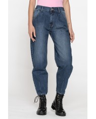 JEANS 5 TASCHE CON ELASTICO IN CINTURA MOD.758A IN DENIM 13,5 oz. Vita alta e gamba morbida