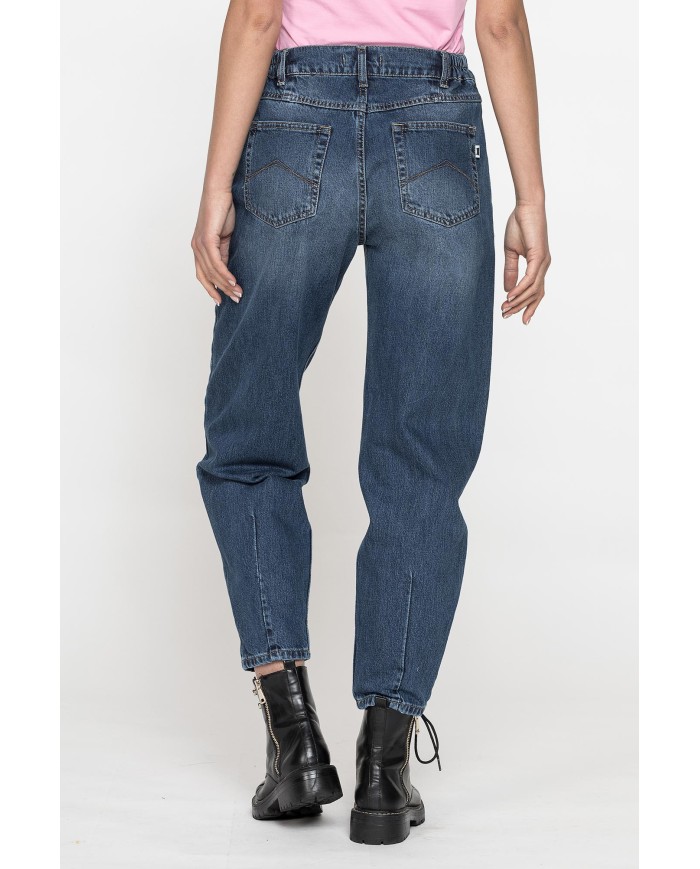 JEANS 5 TASCHE CON ELASTICO IN CINTURA MOD.758A IN DENIM 13,5 oz. Vita alta e gamba morbida