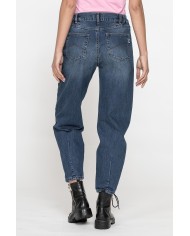 JEANS 5 TASCHE CON ELASTICO IN CINTURA MOD.758A IN DENIM 13,5 oz. Vita alta e gamba morbida
