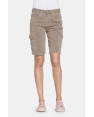BERMUDA IN JEANS COLOR STRETCH. Vita regolare