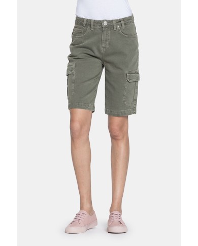 BERMUDA IN JEANS COLOR STRETCH. Vita regolare