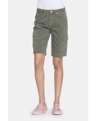 BERMUDA IN JEANS COLOR STRETCH. Vita regolare