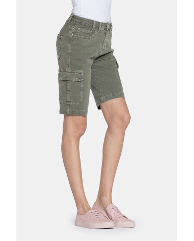 BERMUDA IN JEANS COLOR STRETCH. Vita regolare