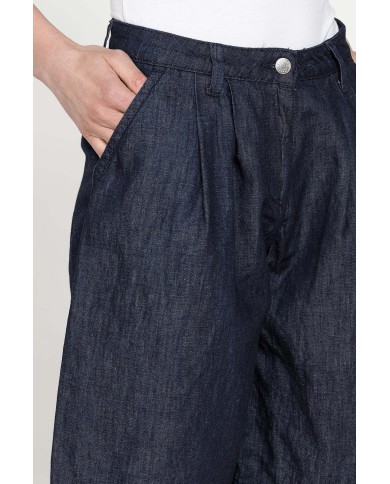 BERMUDA CON PIEGHE IN DENIM LINO