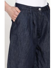 BERMUDA CON PIEGHE IN DENIM LINO