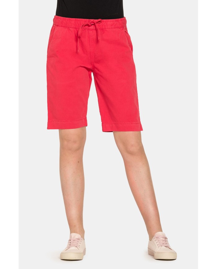 BERMUDA CON ELASTICO IN VITA 100% COTONE. Vita regolare