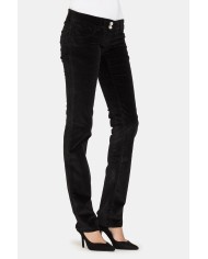 PANTALONI IN VELLUTO STRETCH. Vita bassa e gamba slim.