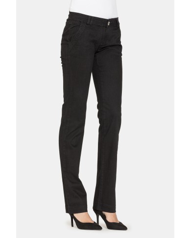 PANTALONI IN RASO STRETCH. Vita bassa e gamba slim.