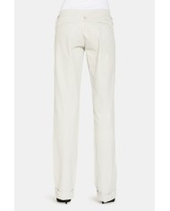 PANTALONI IN TESSUTO FERMO DI COTONE. Vita bassa e gamba regolare.