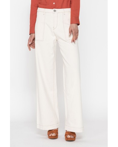 PANTALONE A PALAZZO MOD.763A IN TESSUTO BULL DENIM STRETCH.Vita regolare e gamba ampia.SPINTECH ELASTIC COTONE SULLA PELLE