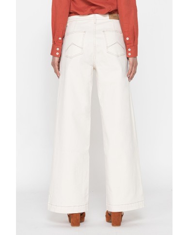 PANTALONE A PALAZZO MOD.763A IN TESSUTO BULL DENIM STRETCH.Vita regolare e gamba ampia.SPINTECH ELASTIC COTONE SULLA PELLE