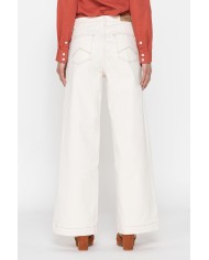 PANTALONE A PALAZZO MOD.763A IN TESSUTO BULL DENIM STRETCH.Vita regolare e gamba ampia.SPINTECH ELASTIC COTONE SULLA PELLE