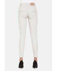 PANTALONI IN RASO STRETCH. Vita regolare e gamba slim.