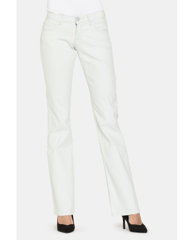 PANTALONI IN RASO STRETCH. Vita bassa e gamba regolare.