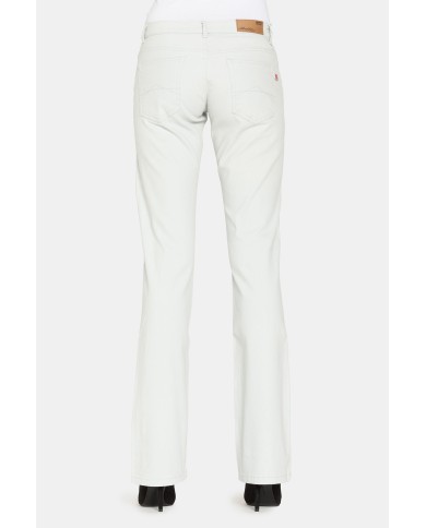 PANTALONI IN RASO STRETCH. Vita bassa e gamba regolare.