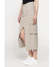 GONNA MIDI CARGO CON TASCONI IN GABARDINA ELASTICIZZATA