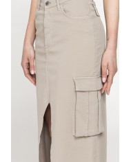 GONNA MIDI CARGO CON TASCONI IN GABARDINA ELASTICIZZATA