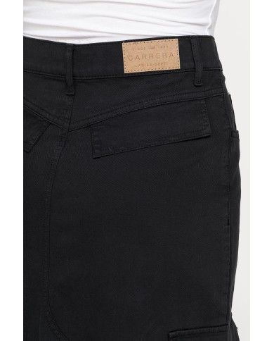 GONNA MIDI CARGO CON TASCONI IN GABARDINA ELASTICIZZATA