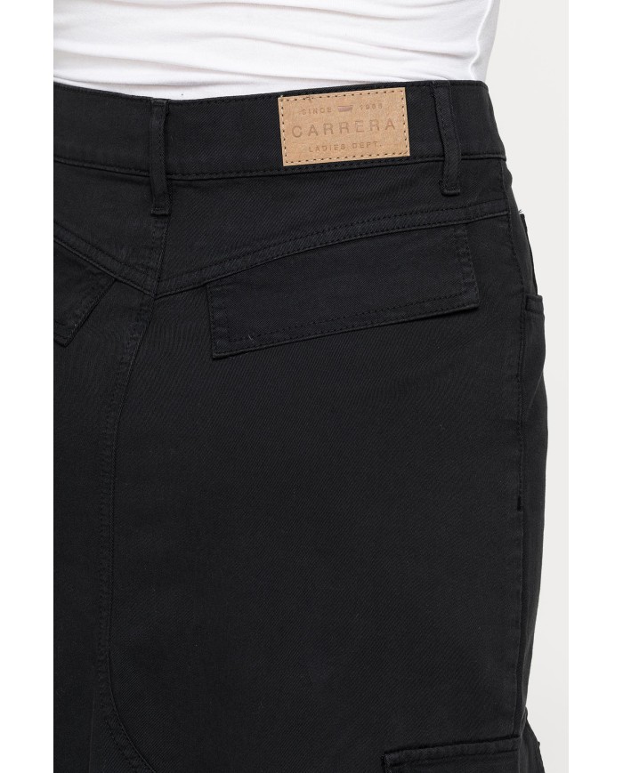 GONNA MIDI CARGO CON TASCONI IN GABARDINA ELASTICIZZATA