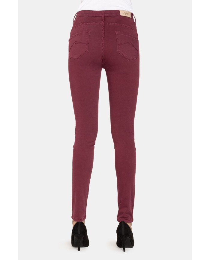 PANTALONE IN TESSUTO STRETCH 14,5 oz. Vita alta e gamba stretta.