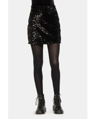 MINIGONNA IN TESSUTO PAILLETTE. Vita regolare.