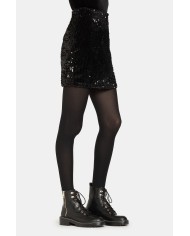 MINIGONNA IN TESSUTO PAILLETTE. Vita regolare.