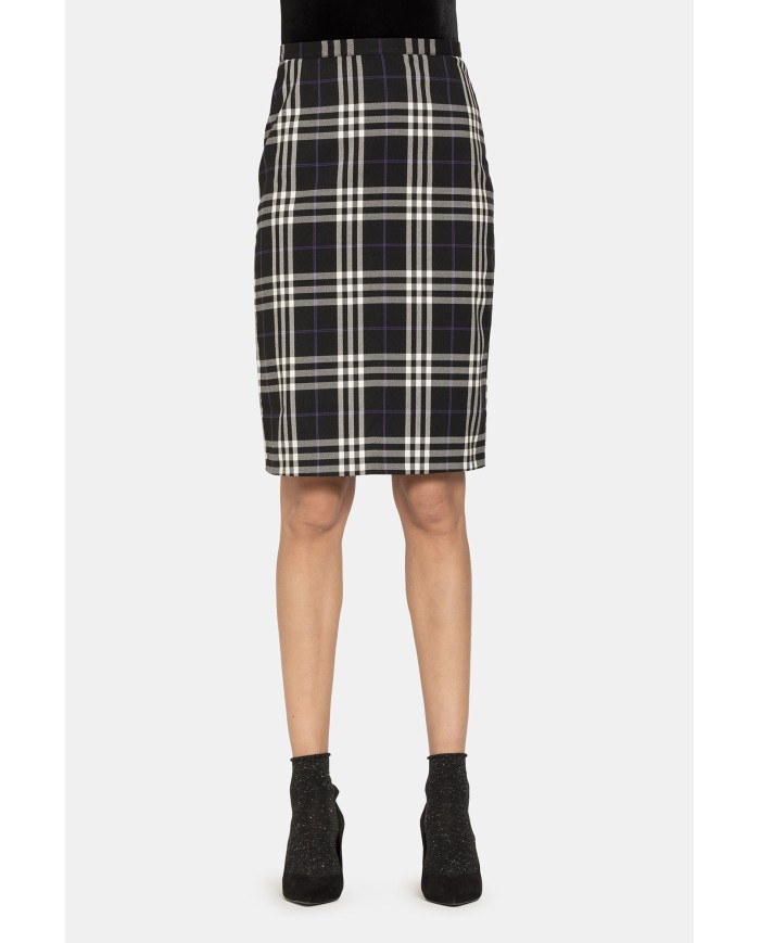 GONNA TUBINO IN TESSUTO MISTO VISCOSA STRETCH. Vita regolare.