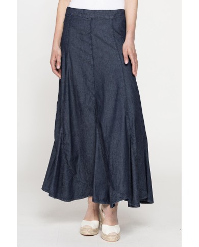 GONNA LUNGA MODELLO A PETALO IN DENIM LEGGERO 7oz