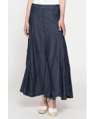 GONNA LUNGA MODELLO A PETALO IN DENIM LEGGERO 7oz