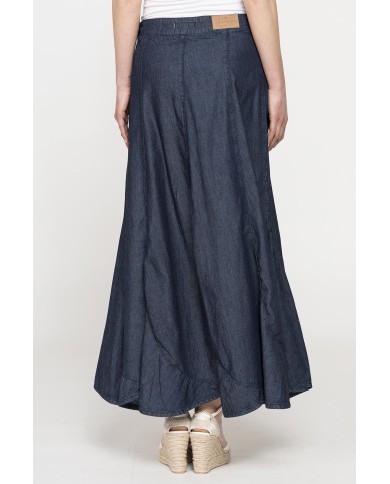 GONNA LUNGA MODELLO A PETALO IN DENIM LEGGERO 7oz