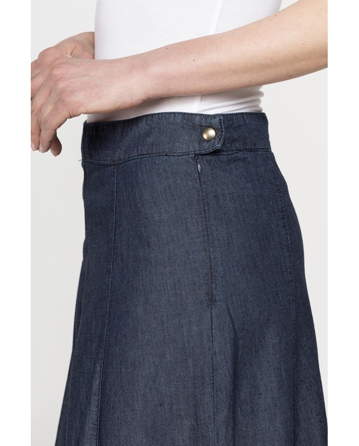 GONNA LUNGA MODELLO A PETALO IN DENIM LEGGERO 7oz