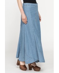 GONNA LUNGA MODELLO A PETALO IN DENIM LEGGERO 7oz