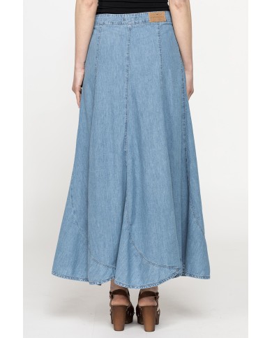 GONNA LUNGA MODELLO A PETALO IN DENIM LEGGERO 7oz