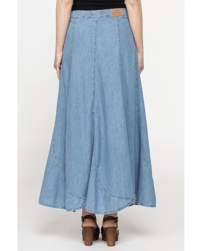 GONNA LUNGA MODELLO A PETALO IN DENIM LEGGERO 7oz