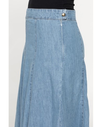 GONNA LUNGA MODELLO A PETALO IN DENIM LEGGERO 7oz