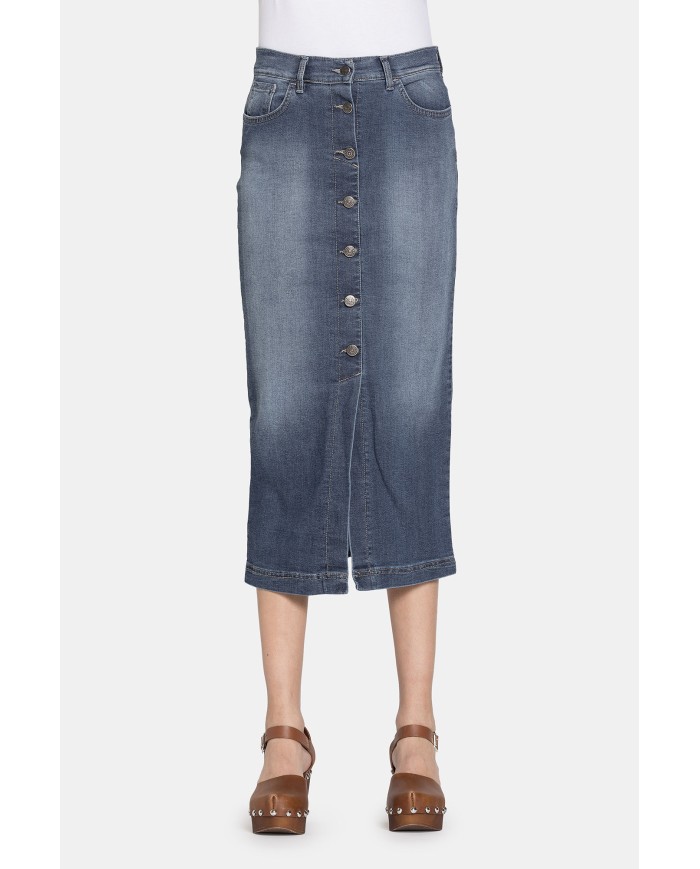 GONNA LUNGA IN JEANS SUPER STRETCH