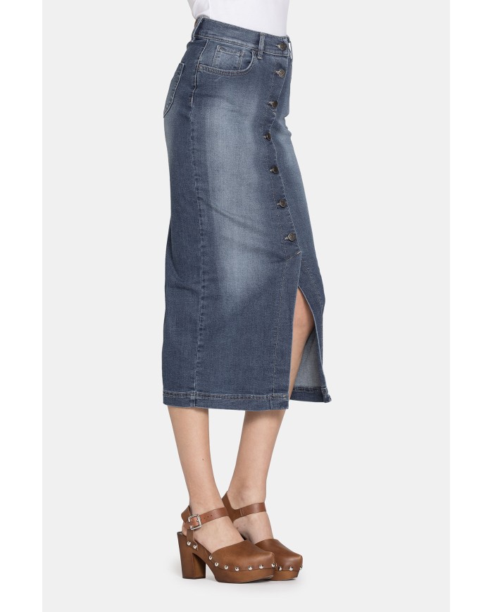 GONNA LUNGA IN JEANS SUPER STRETCH