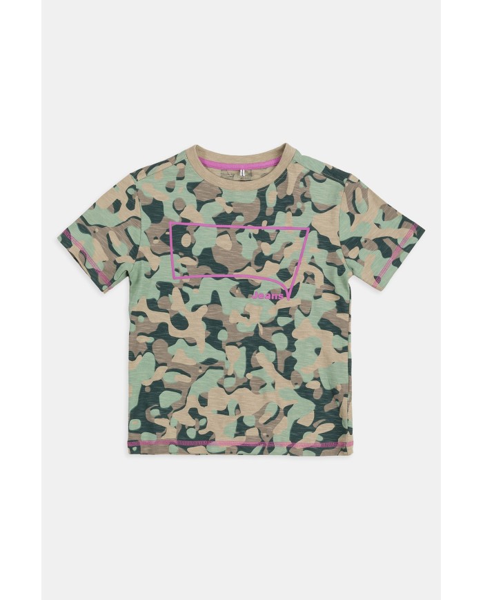 MAGLIA GIROCOLLO IN JERSEY STAMPATA ALL-OVER